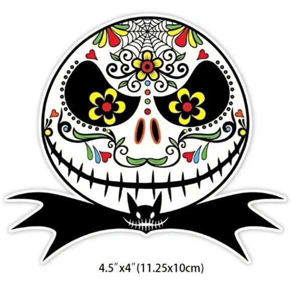 Sugar Skull Style Jack Skellington Vinyl Sticker - Picture 5 of 5